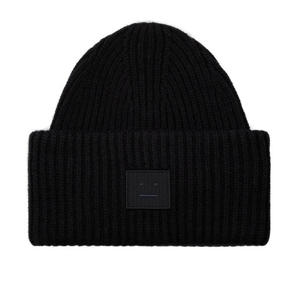 Acne Studios Accessories - Acne Studios FACE LOGO BEANIE- BLACK